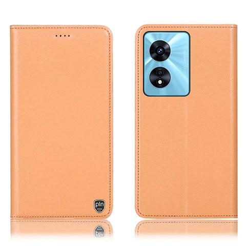 Coque Portefeuille Livre Cuir Etui Clapet H21P pour Oppo A18 Orange