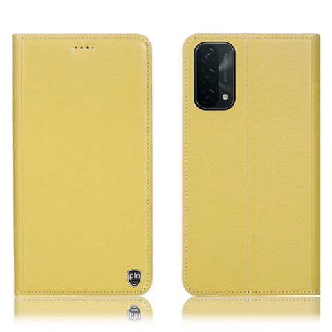 Coque Portefeuille Livre Cuir Etui Clapet H21P pour Oppo A54 5G Jaune