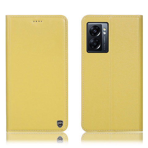 Coque Portefeuille Livre Cuir Etui Clapet H21P pour Oppo A57 5G Jaune