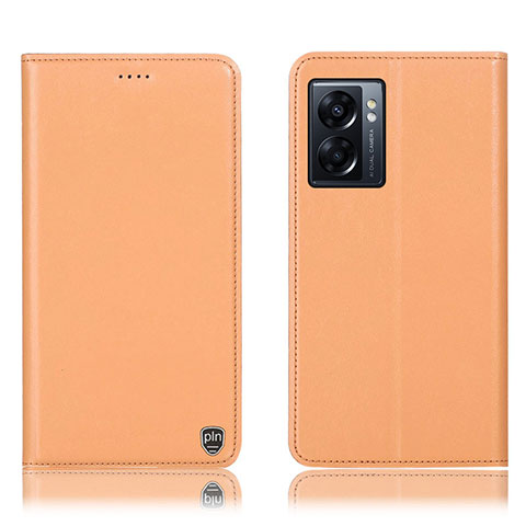 Coque Portefeuille Livre Cuir Etui Clapet H21P pour Oppo A57 5G Orange