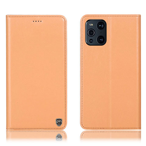 Coque Portefeuille Livre Cuir Etui Clapet H21P pour Oppo Find X3 5G Orange