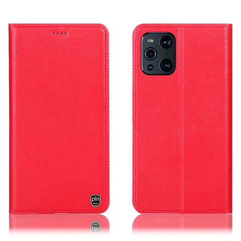 Coque Portefeuille Livre Cuir Etui Clapet H21P pour Oppo Find X3 5G Rouge