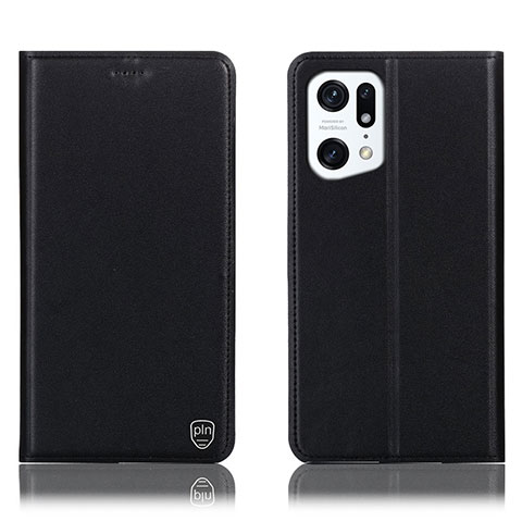 Coque Portefeuille Livre Cuir Etui Clapet H21P pour Oppo Find X5 Pro 5G Noir