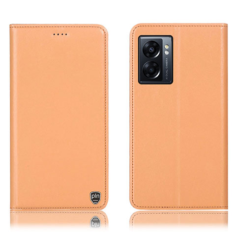 Coque Portefeuille Livre Cuir Etui Clapet H21P pour Oppo K10 5G India Orange