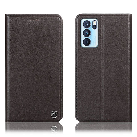 Coque Portefeuille Livre Cuir Etui Clapet H21P pour Oppo Reno6 Pro 5G India Marron