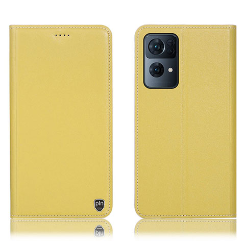 Coque Portefeuille Livre Cuir Etui Clapet H21P pour Oppo Reno7 Pro 5G Jaune