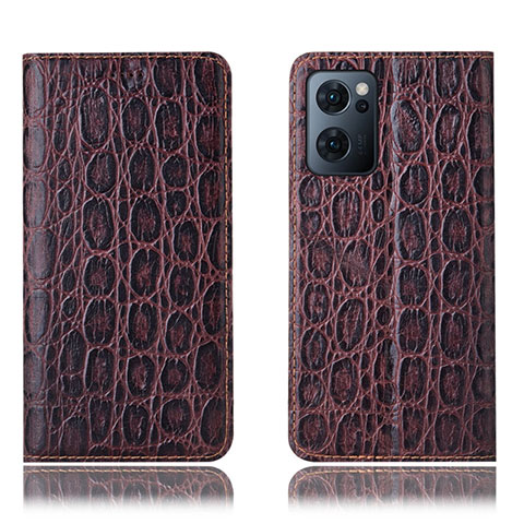 Coque Portefeuille Livre Cuir Etui Clapet H22P pour OnePlus Nord CE 2 5G Marron