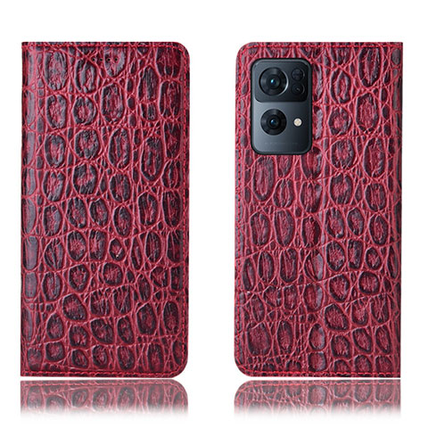 Coque Portefeuille Livre Cuir Etui Clapet H22P pour Oppo Reno7 Pro 5G Rouge