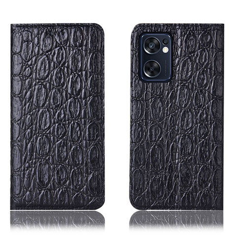 Coque Portefeuille Livre Cuir Etui Clapet H22P pour Oppo Reno7 SE 5G Noir