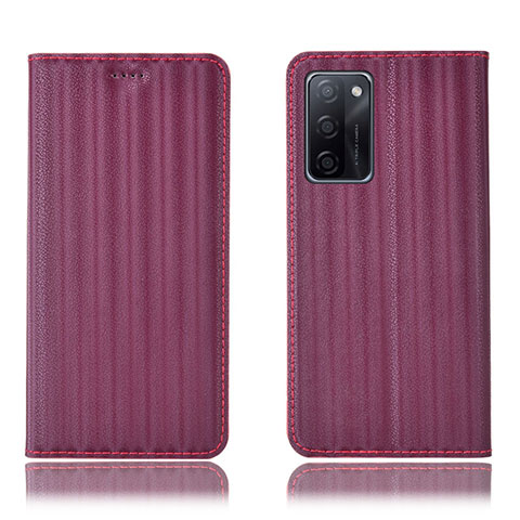 Coque Portefeuille Livre Cuir Etui Clapet H23P pour Oppo A55S 5G Vin Rouge