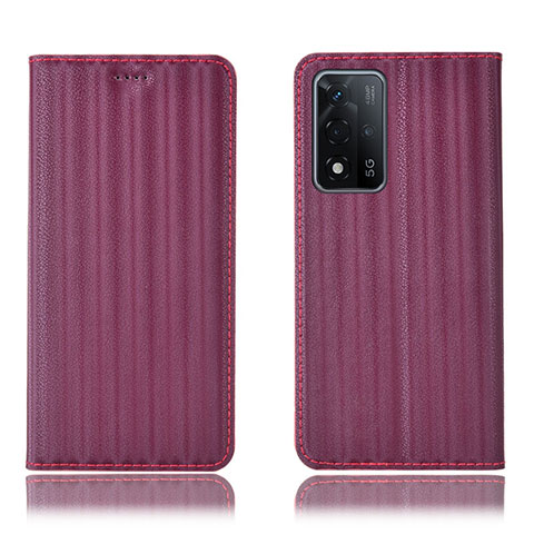 Coque Portefeuille Livre Cuir Etui Clapet H23P pour Oppo A93s 5G Vin Rouge