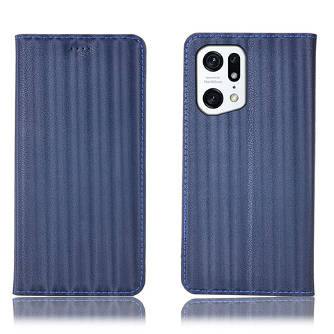 Coque Portefeuille Livre Cuir Etui Clapet H23P pour Oppo Find X5 5G Bleu