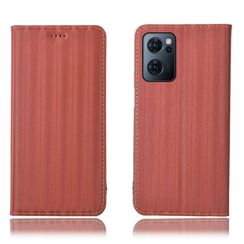 Coque Portefeuille Livre Cuir Etui Clapet H23P pour Oppo Find X5 Lite 5G Marron