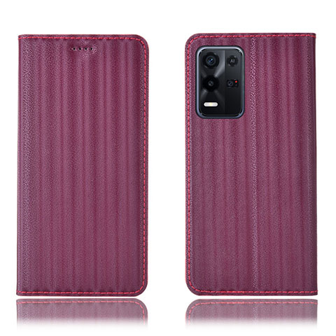 Coque Portefeuille Livre Cuir Etui Clapet H23P pour Oppo K9X 5G Vin Rouge