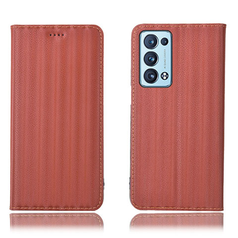 Coque Portefeuille Livre Cuir Etui Clapet H23P pour Oppo Reno6 Pro 5G Marron