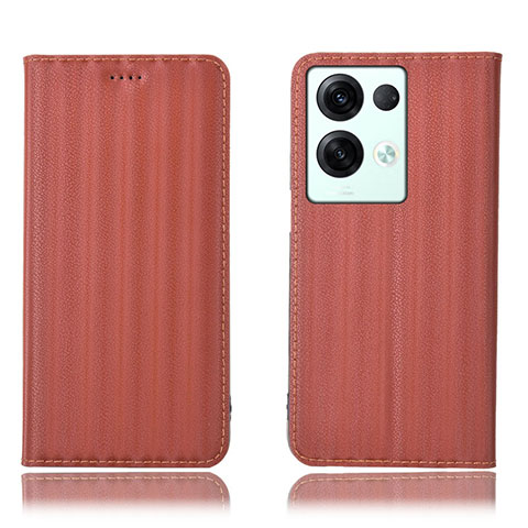 Coque Portefeuille Livre Cuir Etui Clapet H23P pour Oppo Reno8 Pro 5G Marron