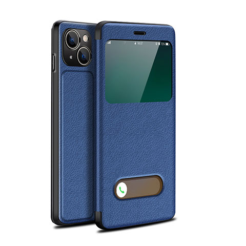 Coque Portefeuille Livre Cuir Etui Clapet H24 pour Apple iPhone 13 Bleu