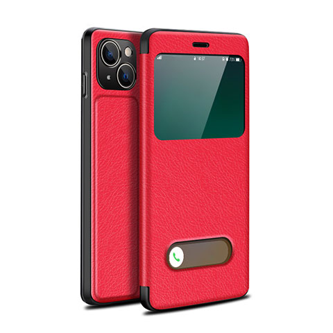 Coque Portefeuille Livre Cuir Etui Clapet H24 pour Apple iPhone 13 Rouge