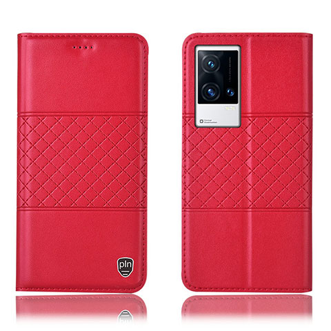 Coque Portefeuille Livre Cuir Etui Clapet H27P pour Vivo iQOO 8 5G Rouge