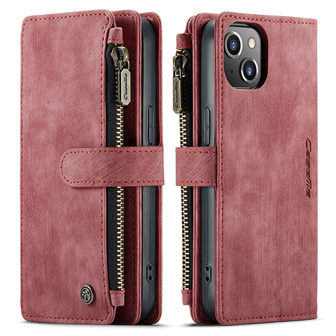 Coque Portefeuille Livre Cuir Etui Clapet H28 pour Apple iPhone 15 Rouge