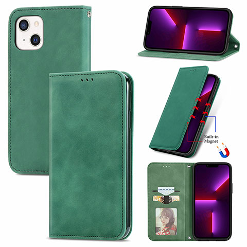 Coque Portefeuille Livre Cuir Etui Clapet H30 pour Apple iPhone 13 Vert