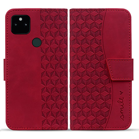 Coque Portefeuille Livre Cuir Etui Clapet HF1 pour Google Pixel 5a 5G Rouge