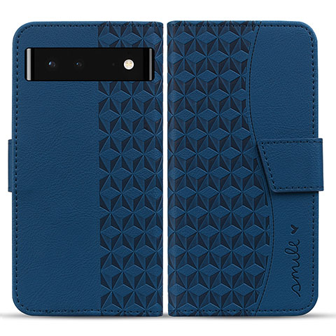 Coque Portefeuille Livre Cuir Etui Clapet HF1 pour Google Pixel 6 5G Bleu