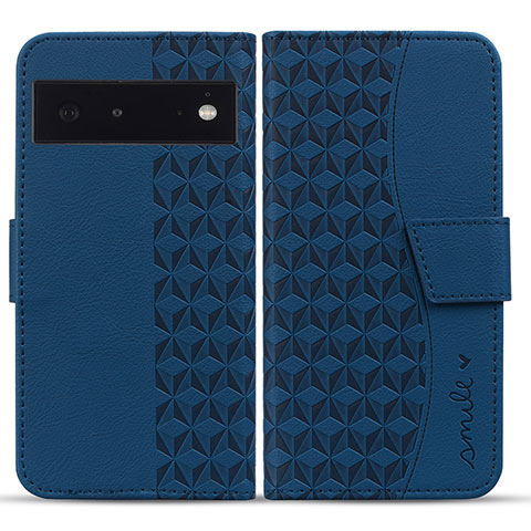 Coque Portefeuille Livre Cuir Etui Clapet HF1 pour Google Pixel 6a 5G Bleu