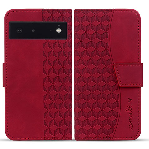 Coque Portefeuille Livre Cuir Etui Clapet HF1 pour Google Pixel 6a 5G Rouge