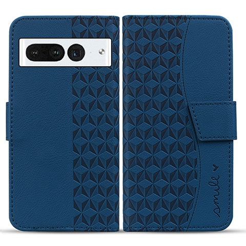 Coque Portefeuille Livre Cuir Etui Clapet HF1 pour Google Pixel 7 Pro 5G Bleu