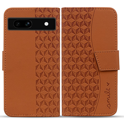 Coque Portefeuille Livre Cuir Etui Clapet HF1 pour Google Pixel 7a 5G Marron