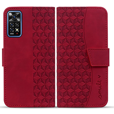 Coque Portefeuille Livre Cuir Etui Clapet HF1 pour Xiaomi Redmi Note 11 Pro 4G Rouge