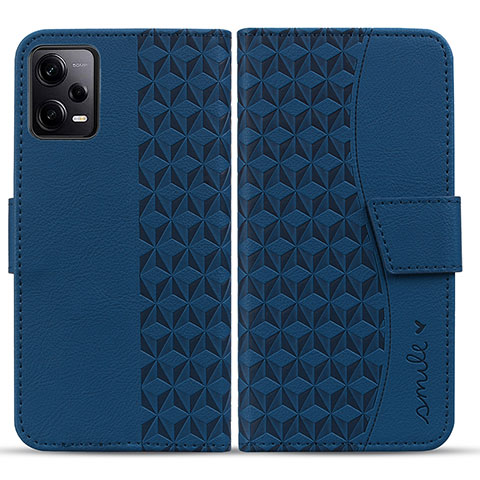 Coque Portefeuille Livre Cuir Etui Clapet HF1 pour Xiaomi Redmi Note 12 Pro+ Plus 5G Bleu