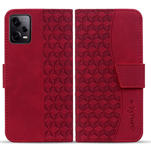 Coque Portefeuille Livre Cuir Etui Clapet HF1 pour Xiaomi Redmi Note 12 Pro+ Plus 5G Rouge