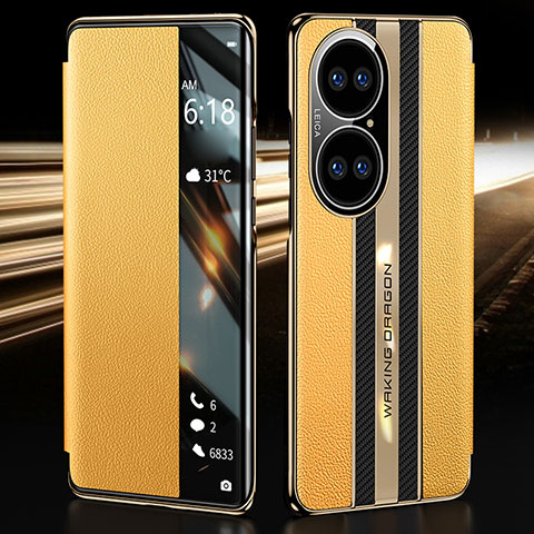 Coque Portefeuille Livre Cuir Etui Clapet JB1 pour Huawei P50 Pro Jaune