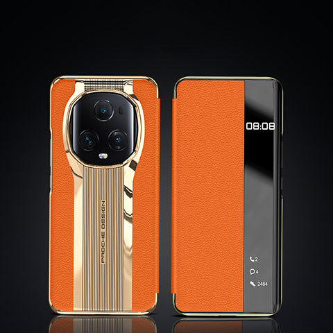 Coque Portefeuille Livre Cuir Etui Clapet JB2 pour Huawei Honor Magic5 Ultimate 5G Orange