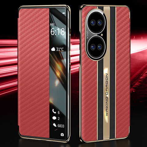 Coque Portefeuille Livre Cuir Etui Clapet JB4 pour Huawei P50 Pro Rouge