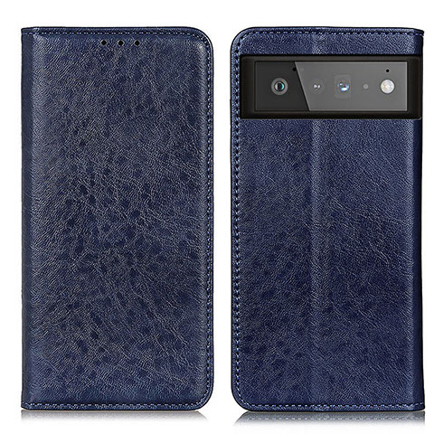 Coque Portefeuille Livre Cuir Etui Clapet K01Z pour Google Pixel 6 5G Bleu