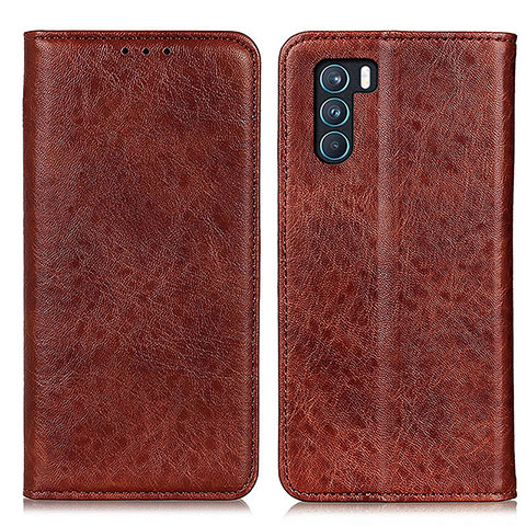 Coque Portefeuille Livre Cuir Etui Clapet K01Z pour Oppo K9 Pro 5G Marron