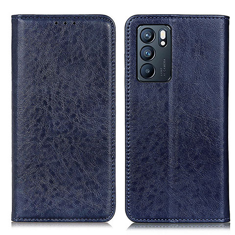 Coque Portefeuille Livre Cuir Etui Clapet K01Z pour Oppo Reno6 5G Bleu