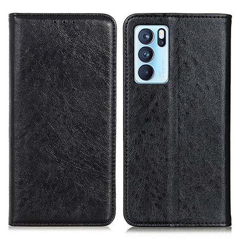 Coque Portefeuille Livre Cuir Etui Clapet K01Z pour Oppo Reno6 Pro 5G India Noir