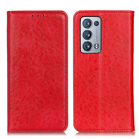 Coque Portefeuille Livre Cuir Etui Clapet K01Z pour Oppo Reno6 Pro+ Plus 5G Rouge