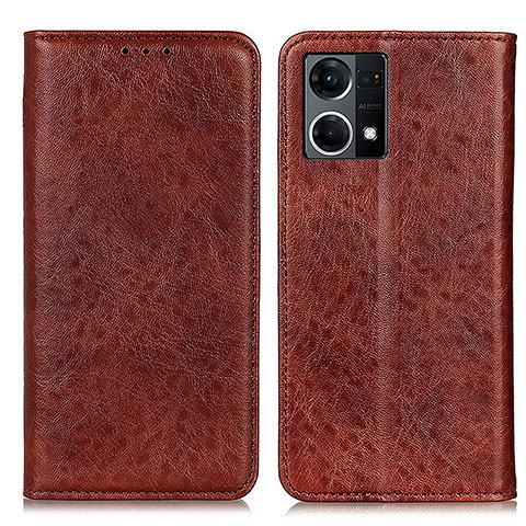 Coque Portefeuille Livre Cuir Etui Clapet K01Z pour Oppo Reno8 4G Marron