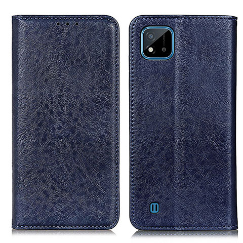 Coque Portefeuille Livre Cuir Etui Clapet K01Z pour Realme C20 Bleu