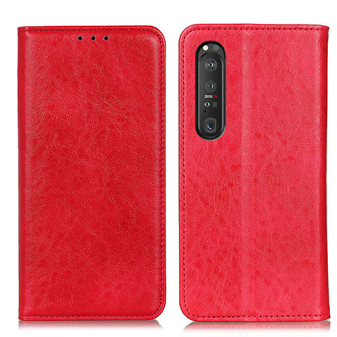 Coque Portefeuille Livre Cuir Etui Clapet K01Z pour Sony Xperia 1 III Rouge