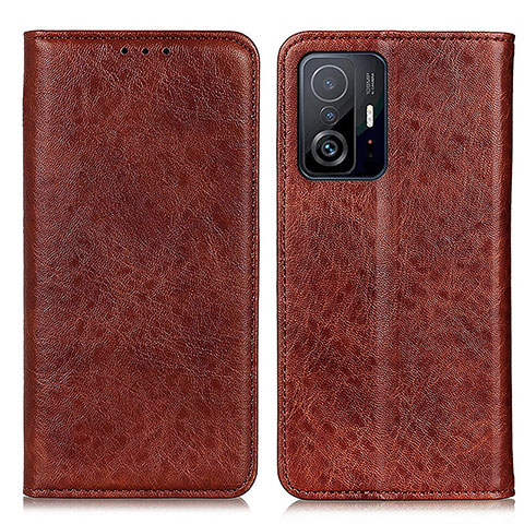 Coque Portefeuille Livre Cuir Etui Clapet K01Z pour Xiaomi Mi 11T Pro 5G Marron