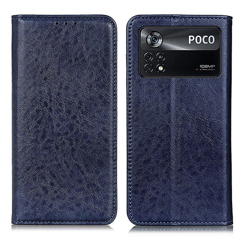 Coque Portefeuille Livre Cuir Etui Clapet K01Z pour Xiaomi Poco X4 Pro 5G Bleu