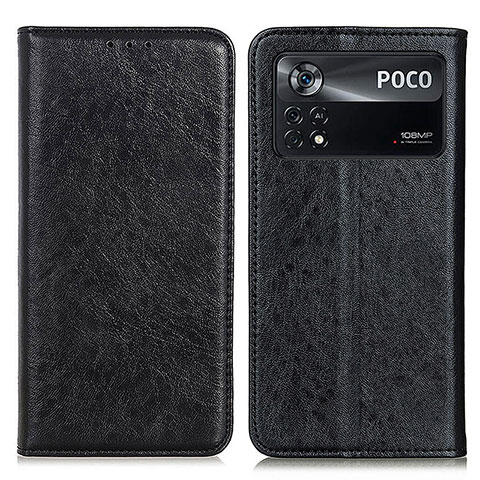 Coque Portefeuille Livre Cuir Etui Clapet K01Z pour Xiaomi Poco X4 Pro 5G Noir