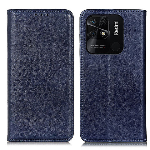 Coque Portefeuille Livre Cuir Etui Clapet K01Z pour Xiaomi Redmi 10 India Bleu