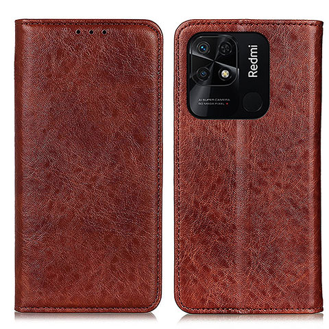 Coque Portefeuille Livre Cuir Etui Clapet K01Z pour Xiaomi Redmi 10 India Marron